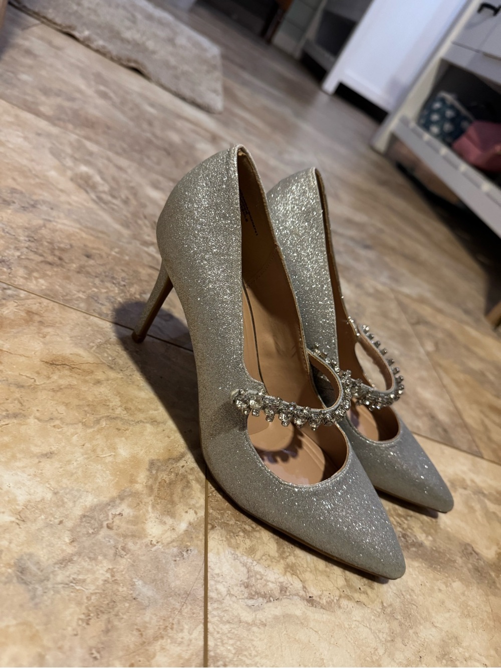 Sparkling Silver Crystal-Embellished Women’s Pumps